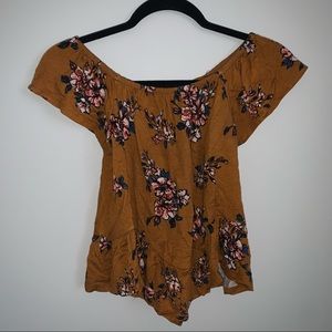 Golden Floral Peplum Top